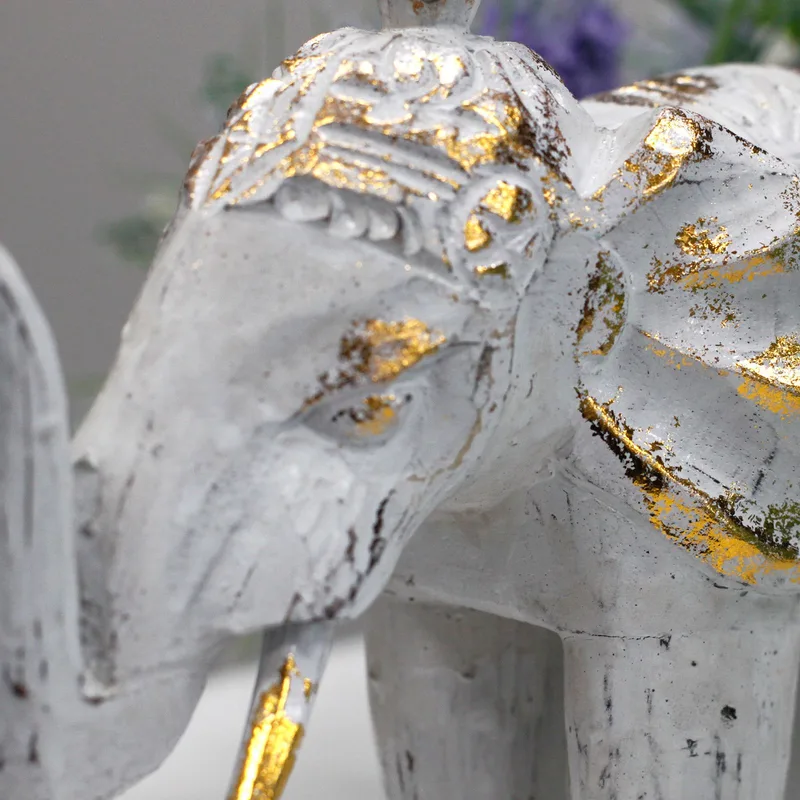 Legno Carved Elephant Bianco Oro — foto 4