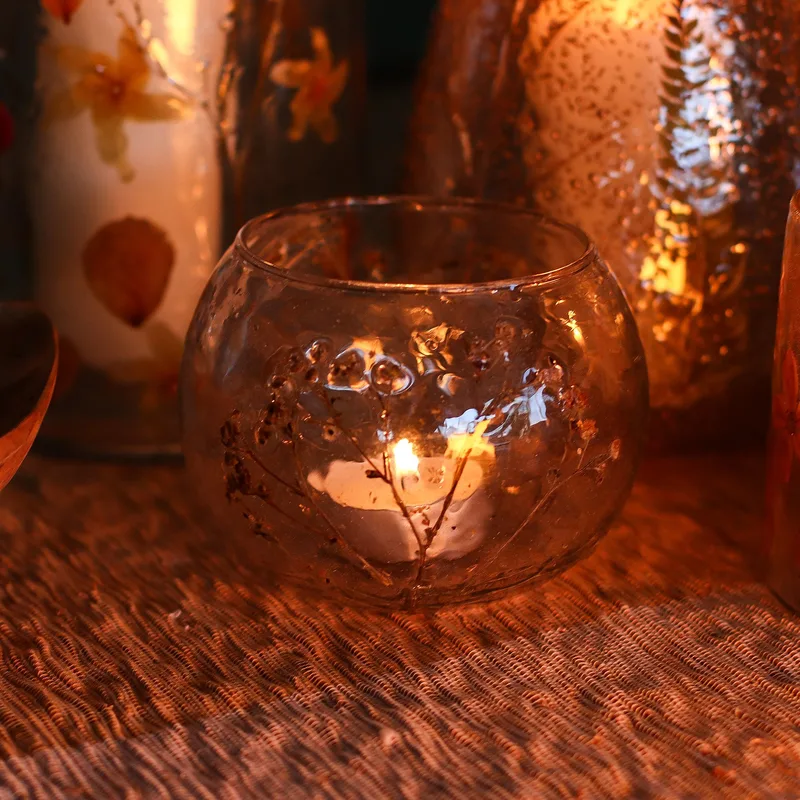 Naturale Floral Glass - Bowl Candela Porta - Margarita - (8x10cm) — foto 5