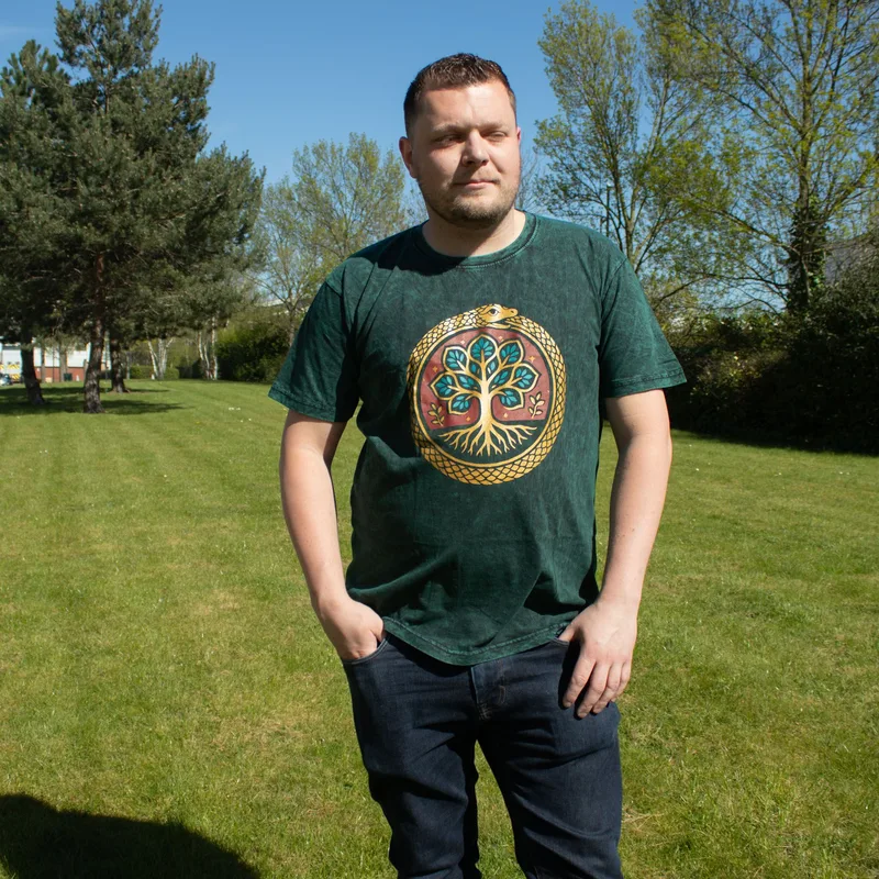 Nomad Sari Stonewashed Cotton T-Shirt Albero of Life Verde XL — foto 3