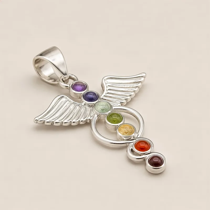 Indian Devotional Pendant Argento Plated Angel Chakra — foto 2