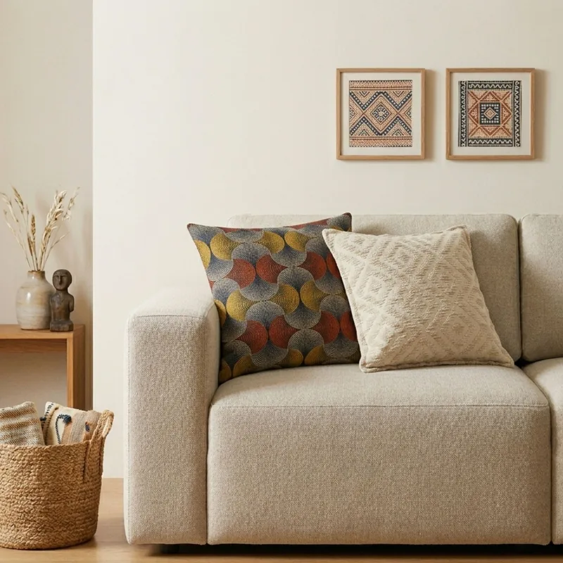 Classic Cushion Cover Neutral Geo Creme 45x45cm