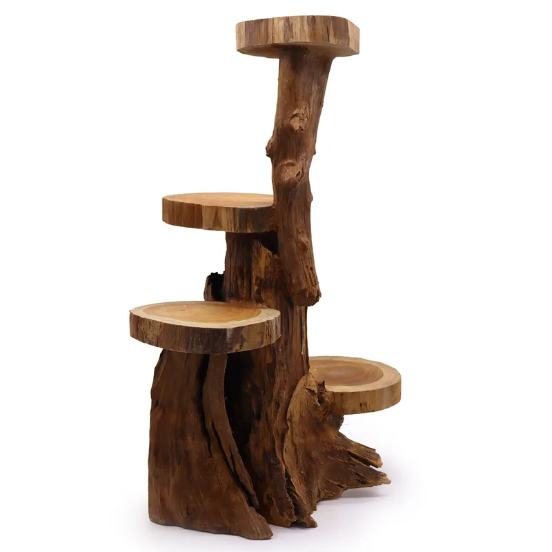 Espositore in Teak Naturale a 4 Ripiani Altezza 75 cm — foto 2