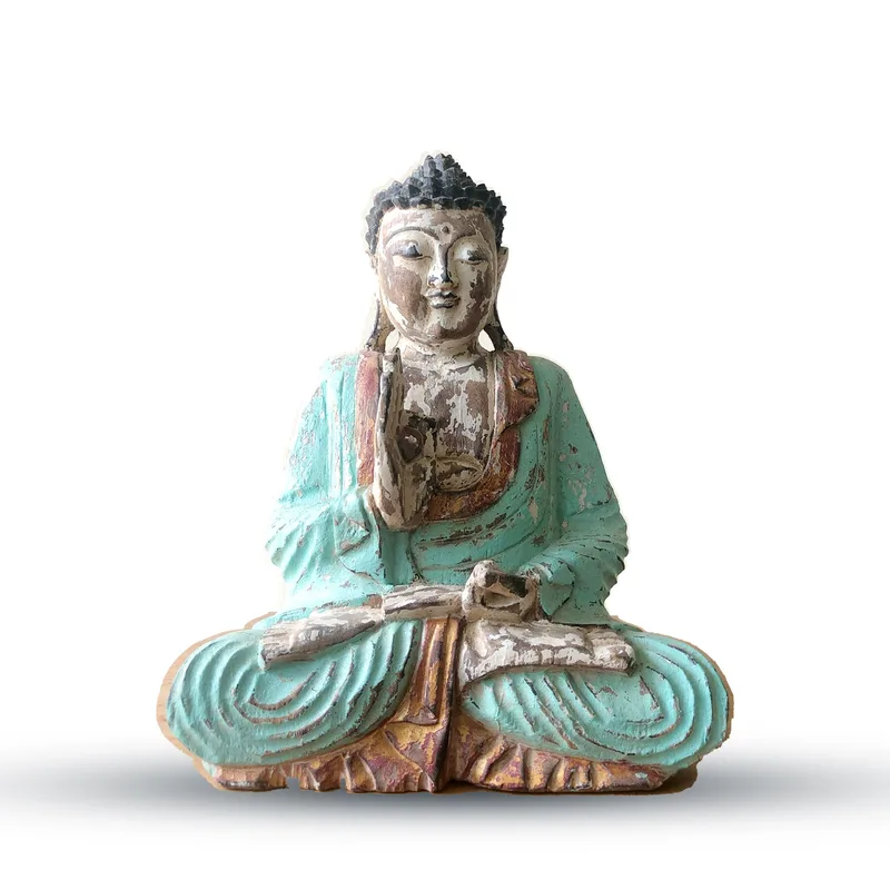 Vintage Mint Hand Carved Buddha Statue 30cm Teaching Transmission