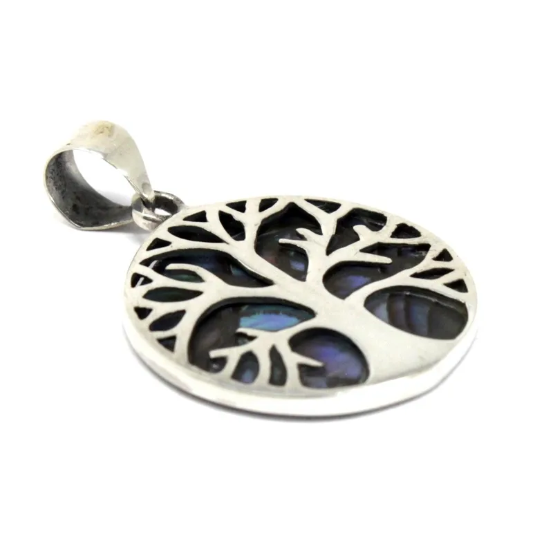 Albero of Life Argento Pendent 22mm Abalone