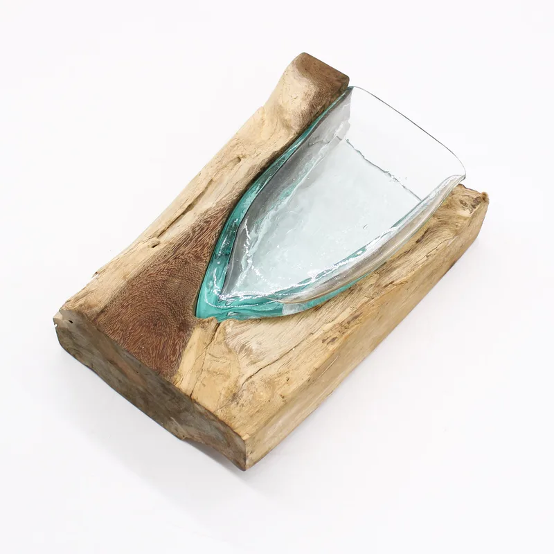 Molton Glass V-shaped Art Vase on Legno — foto 4