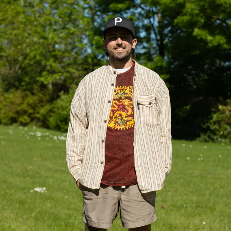 Nomad Sari Grandad Shirt Brown Beige Large