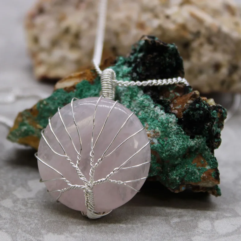 Albero of Life Gemstone Necklace Rosa Quartz — foto 1