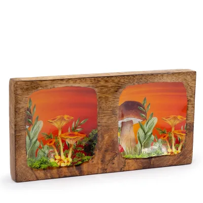 Double Trinket Tray 20x10x2.5cm Mushroom Design Maroon — foto 3