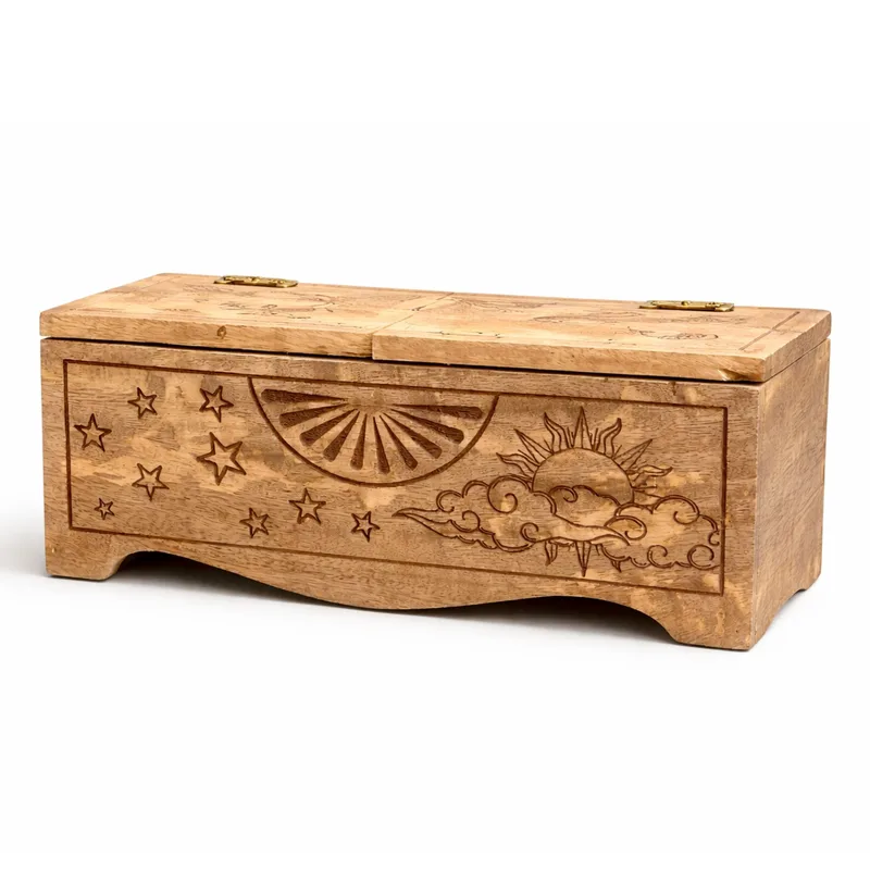 Sun & Moon Carved Sliding Scatola