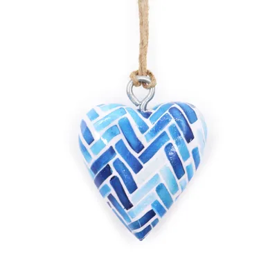 Small Decor Legno Heart - Blu Stripes — foto 1