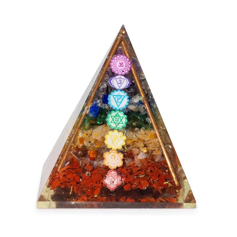 Med Organite Pryamids 7x6cm Copper Bars 7 Charkra Chips