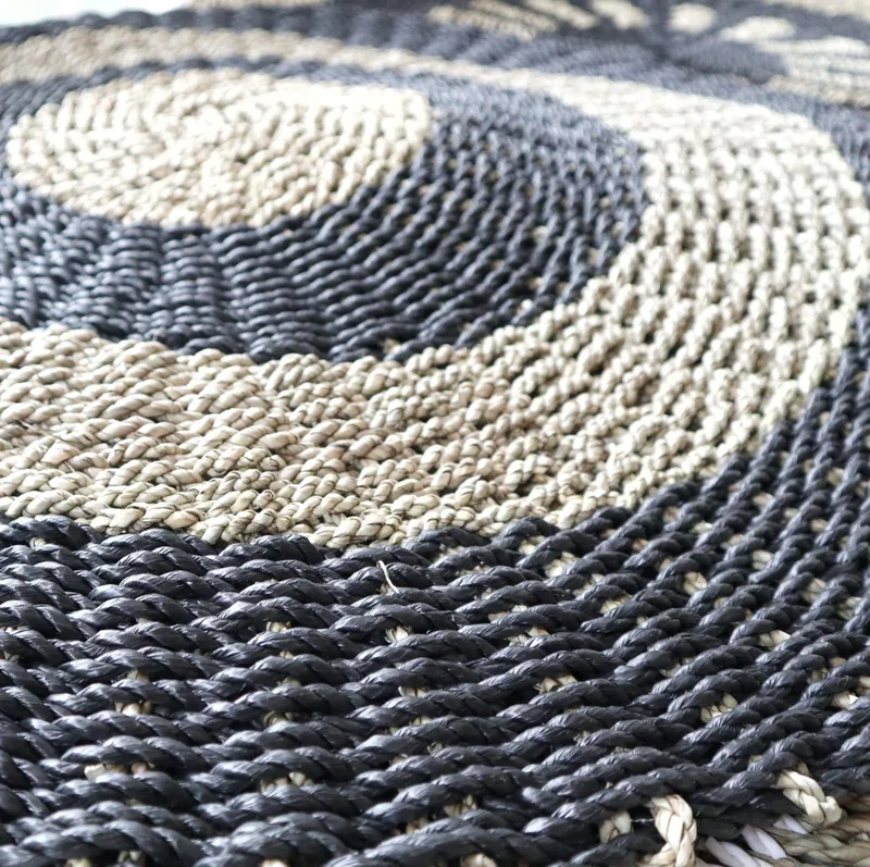 Round Seagrass Nero & Tan Circles 1m — foto 1