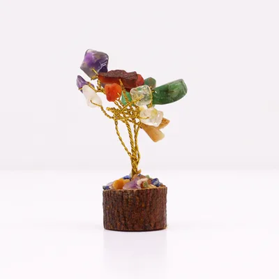 Mini Gemstone Trees On Legno Base - Multi Stones (15 stones) — foto 2