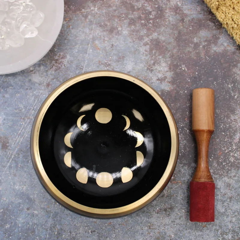 Lrg Moon Phase Singing Bowl Set- Nero 14cm — foto 3