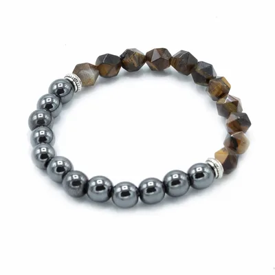 Bracciale con Pietre Naturali Tagliate - Occhio di Tigre Magnetico — foto 1