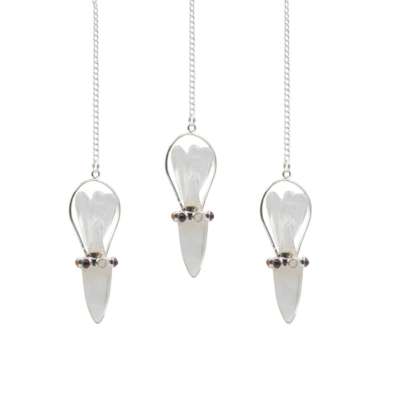 Celestial Guide Two Piece Angel Pendulum Chakra Band Clear Quartz