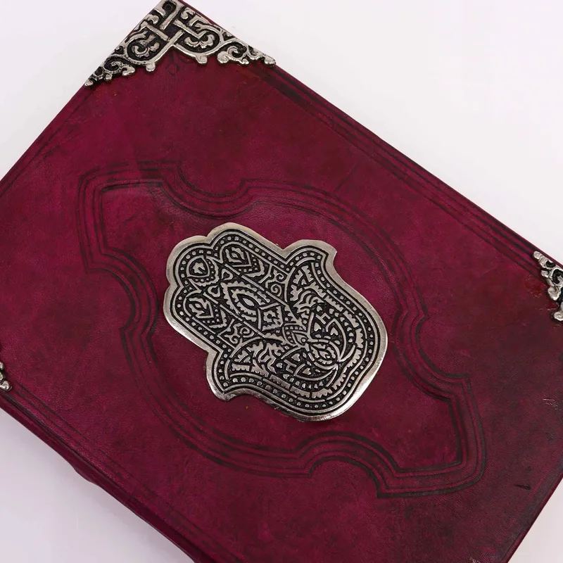 Heafty Red Tan Book Zinc Hamsa Decor 200 Deckle Edges Pages 26x18cm — foto 1