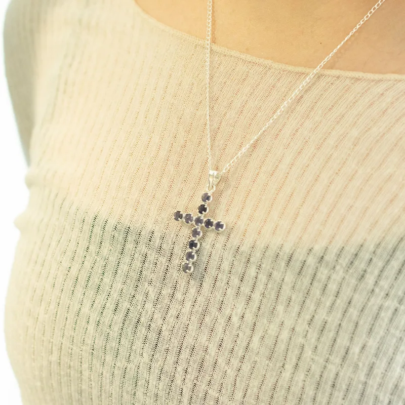 Indian Devotional Pendant Argento Plated Ionite Crucifix — foto 4