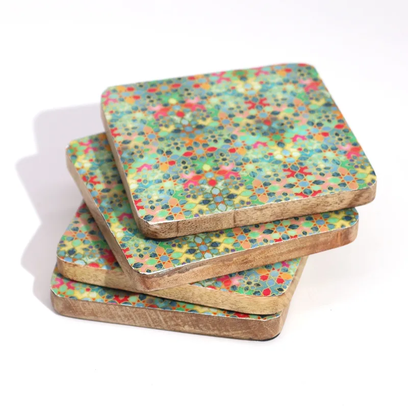 Set of 4 Square Coasters Mediterranean Tile Pattern — foto 2