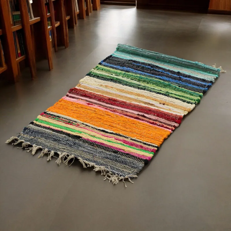 Small Rag Rug 50x90cm premium quality Rainbow Colours