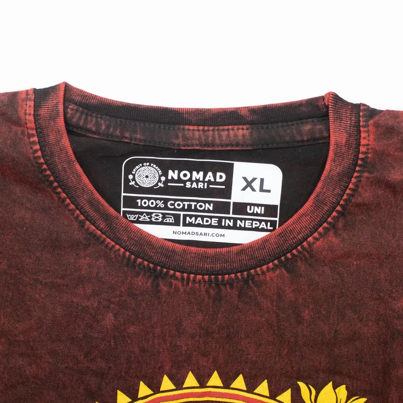 Nomad Sari Stonewashed Cotton T-Shirt Dragon Mandala Maroon XL — foto 3