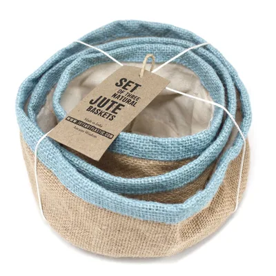 Set of 3 Naturale Jute Baskets Teal — foto 1