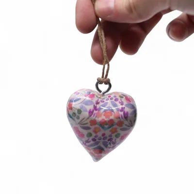 Large Decor Legno Hearts - Pretty Floral - in Display Jar