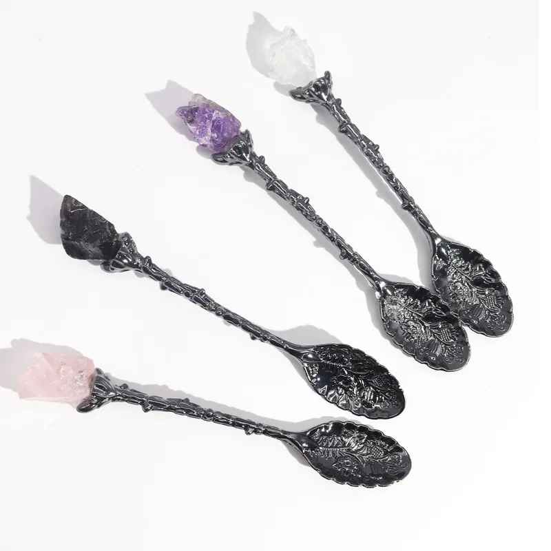 Set of 7 Dark Argento Gemstone Crystal Witch Spoons — foto 2