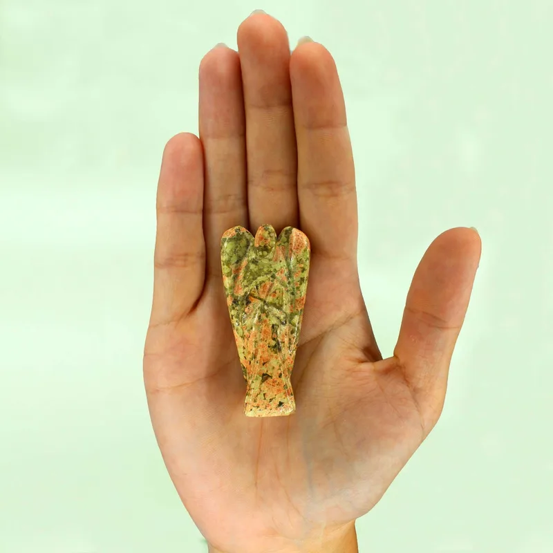 Hand Carved Gemstone Angel - Unakite — foto 1