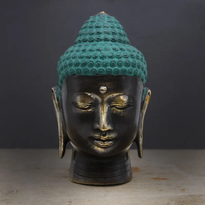 Large Antique Brass Buddha Head — foto 1