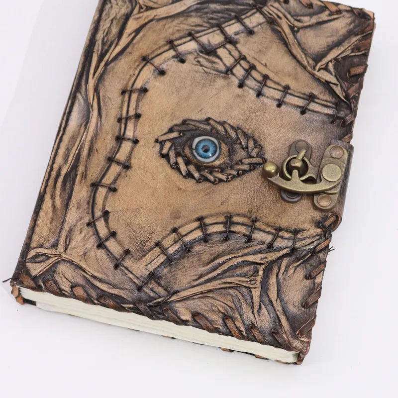 Brown Tan Book Evil Eye Decor 160 Deckle Edges Pages 20x15cm — foto 2