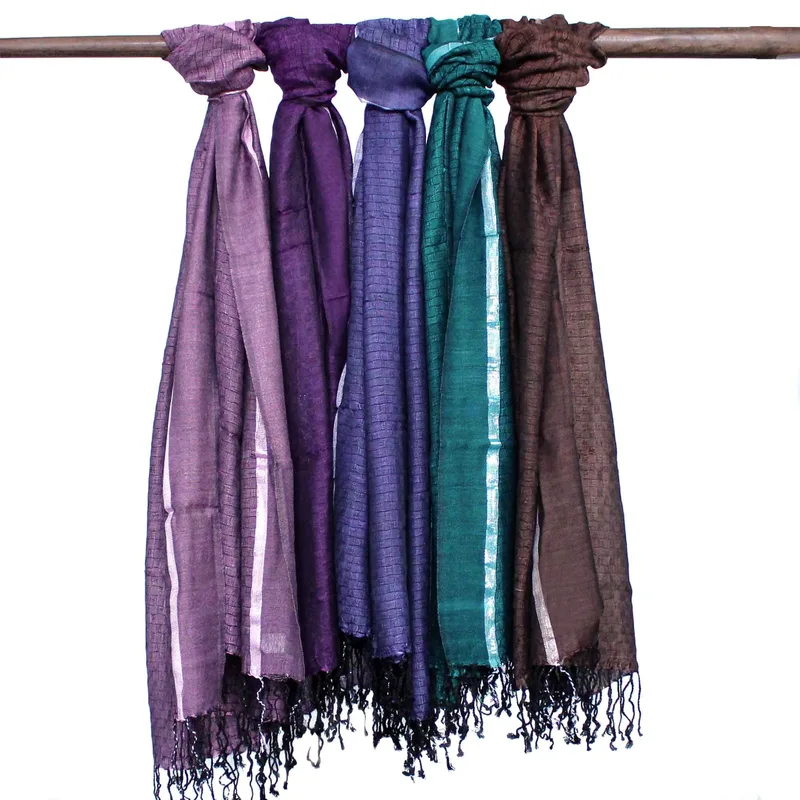 Large Indian Boho Scarves - 75x180cm - Random Colours with Oro Thread