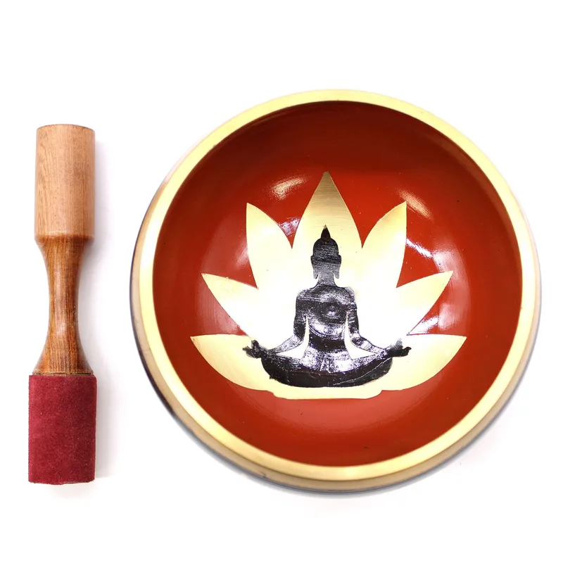 Lrg Buddha Singing Bowl Set- Black/Orange 14cm — foto 3