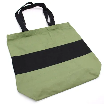 Two Tone Cotton Bag 38x42x12cm Verde & Nero 10oz — foto 2