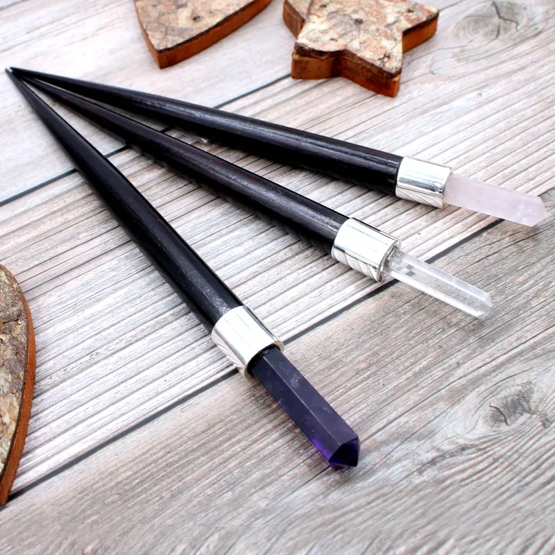 Simple Pointed Healing Wand Rosa Rock, Amethyst — foto 1