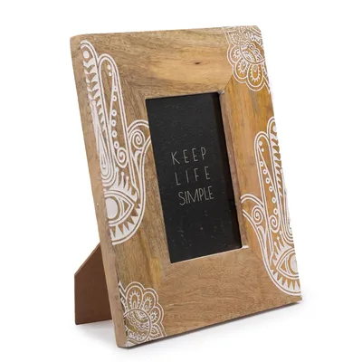 Med Mango Legno Picture Framel 26x20x2cm Hamsa Bianco