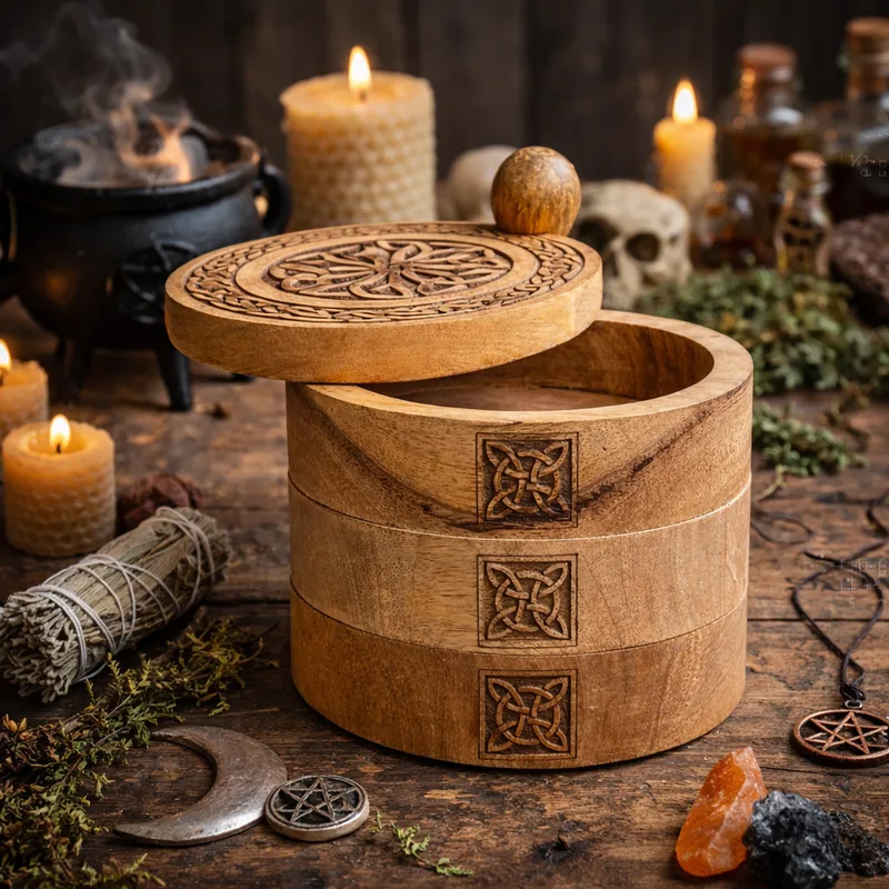 Celtic Carved 3 Tier Revolving Scatola — foto 4