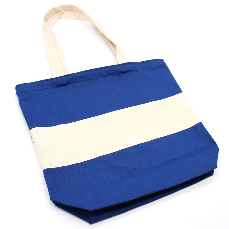 Two Tone Cotton Bag 38x42x12cm Blu & Naturale 10oz — foto 1
