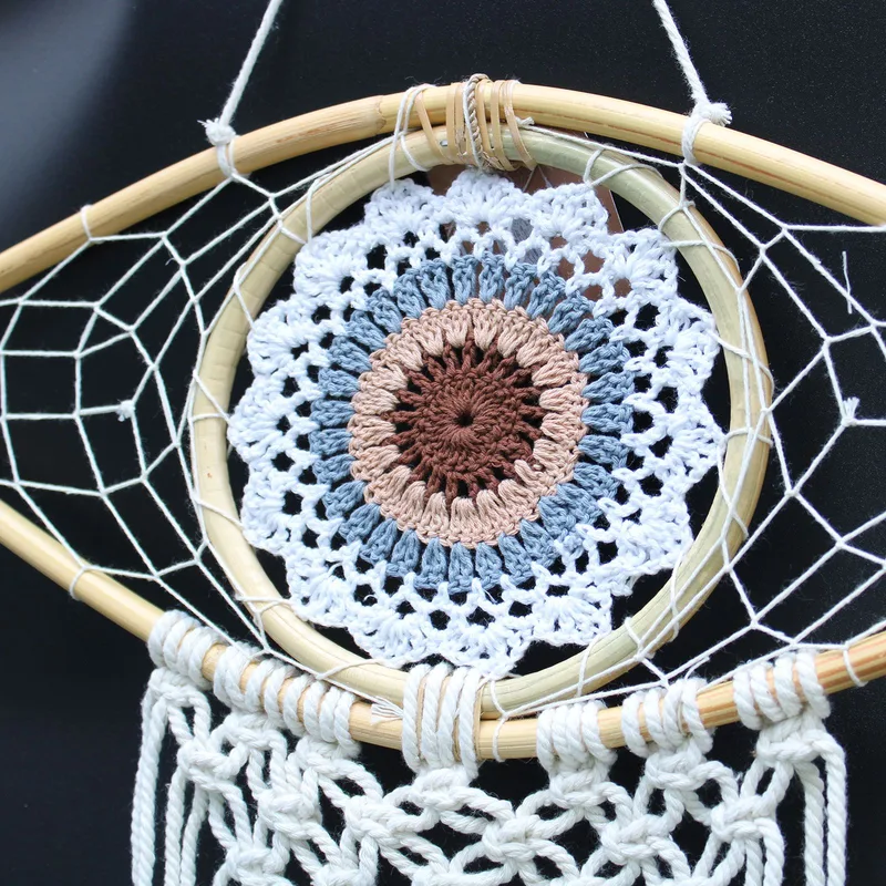 Protection Dream Cather Med Macrame Eye White/ Gey/Brown — foto 2
