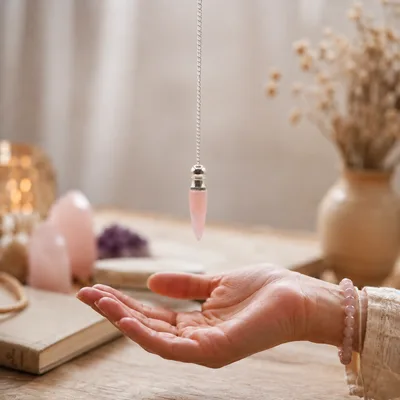 Secret Cavity Discovery of Truth Pendulum Rosa Quartz Argento Plated — foto 2