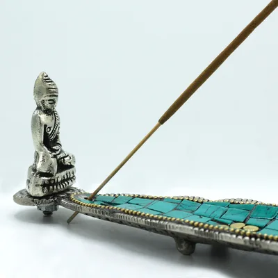 Buddha Long Leaf Tibetan Decor Incenso Porta — foto 1
