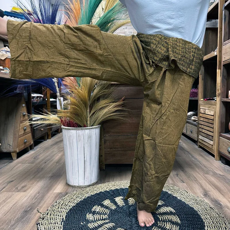 Yoga and Festival Pants Thai Fisherman Mandala Mantra on Arancia