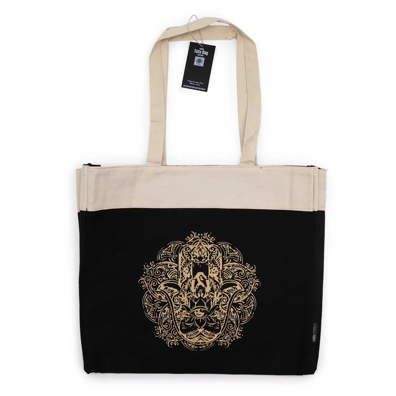 Oversized Tote Bag Chocolate Stonewash 14oz Freedom Hamsa