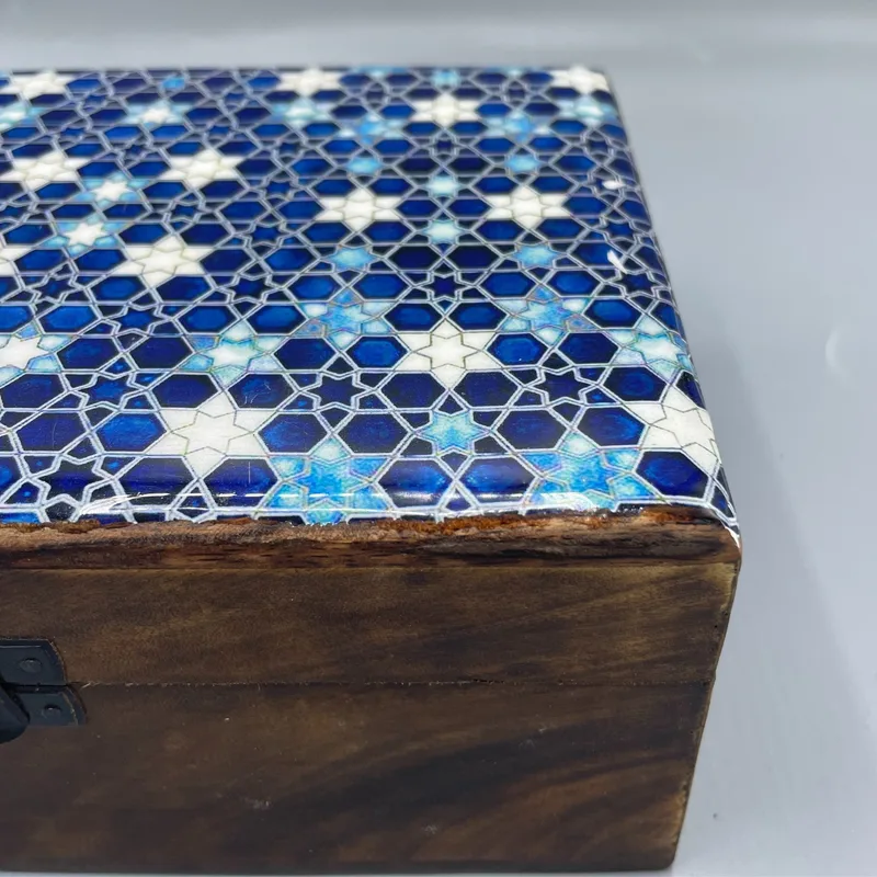 Large Ceramic Glazed Legno Scatola 20x15x7.5cm Blu Stars — foto 2