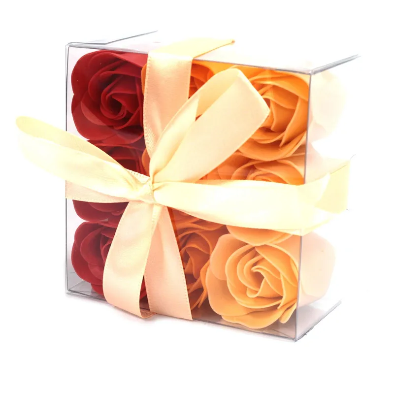 Set of 9 Sapone Fiore Scatola - Peach Roses