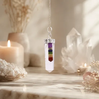 Crystal 7 Chakra Bounded Thin Point Flat Pendants — foto 3