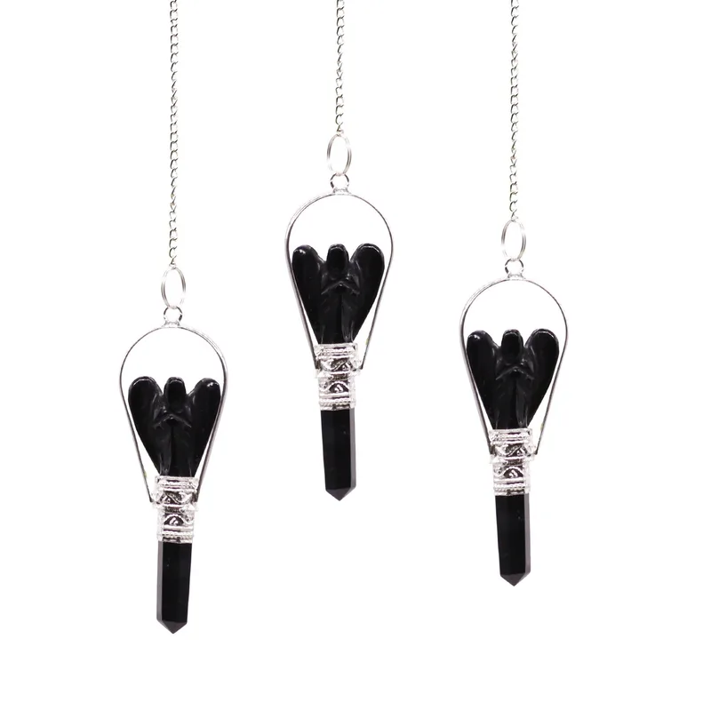Angel Pendulum with Ring- Nero Agate