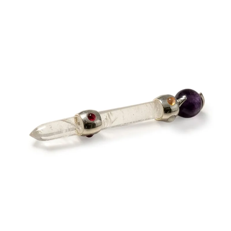 Celestial Prism Wand Amethyst Moving Crystal Sphere Quartz Stem 12cm — foto 3