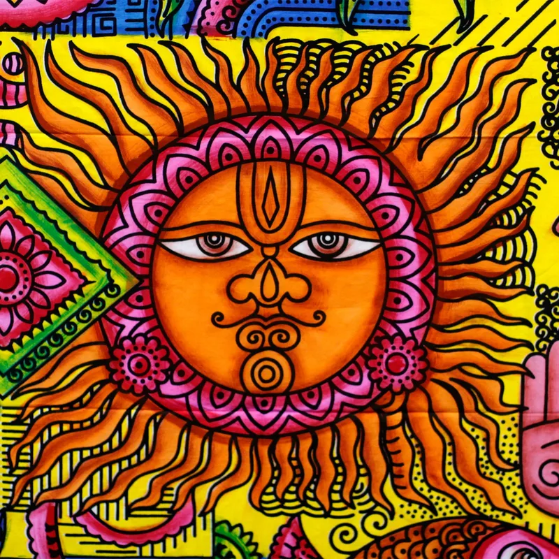 Handbrushed Cotton Wall Art Sun — foto 2
