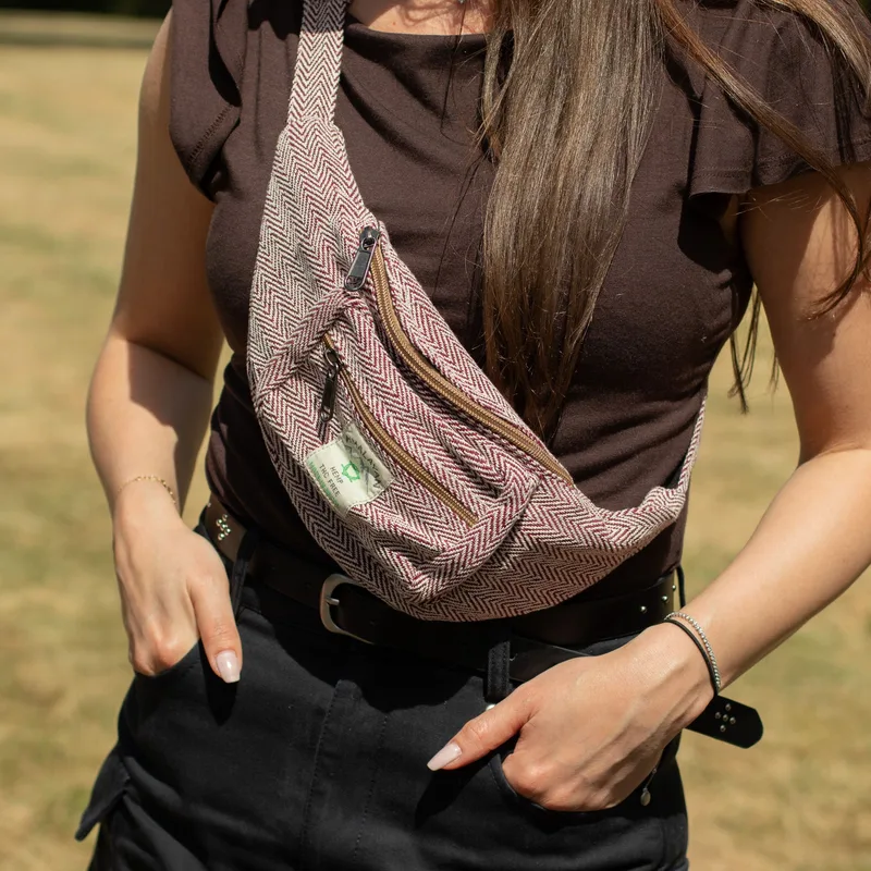 Cotton Hemp Style Belt Bag Wine — foto 3
